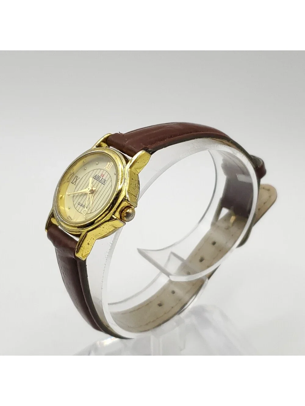 Ablux Quartz Brown Leather Band 22mm Womens Watch New Battery